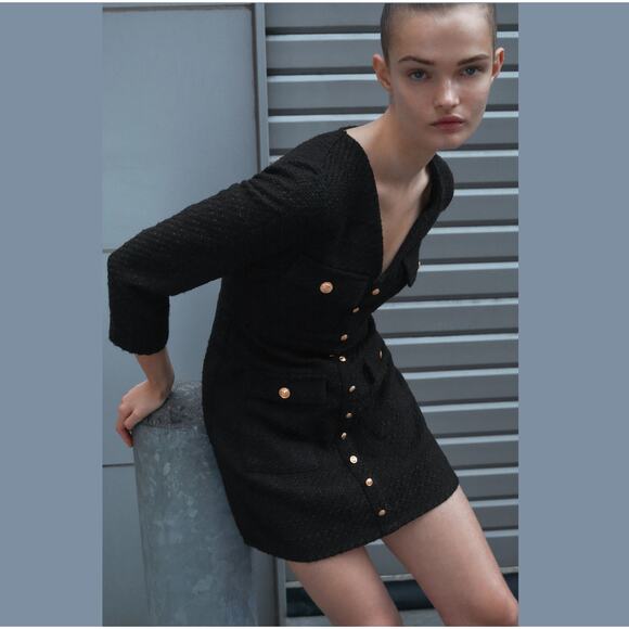 ZARA Wool-Blend V-Neck Dress NWT - Picture 10 of 16